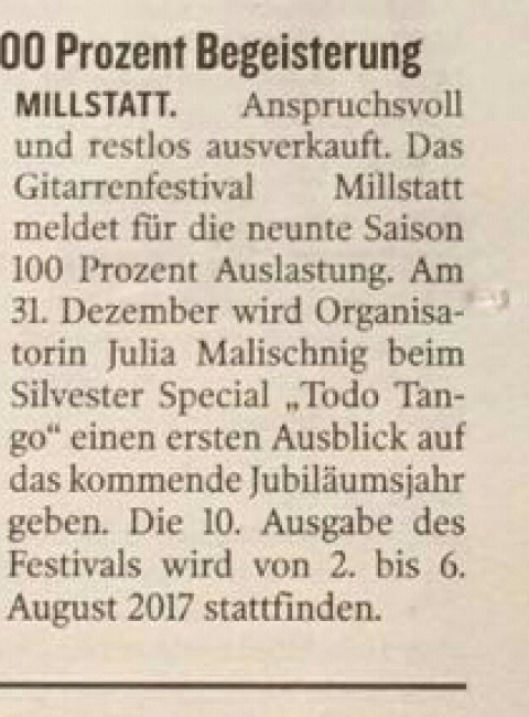 9. Internationales Gitarrenfestival Millstatt